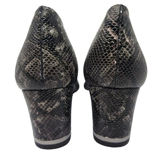 Stuart Weitzman Snakeskin Embossed Leather Pumps Heels Gray Women’s Size 7 Party - Picture 5 of 11